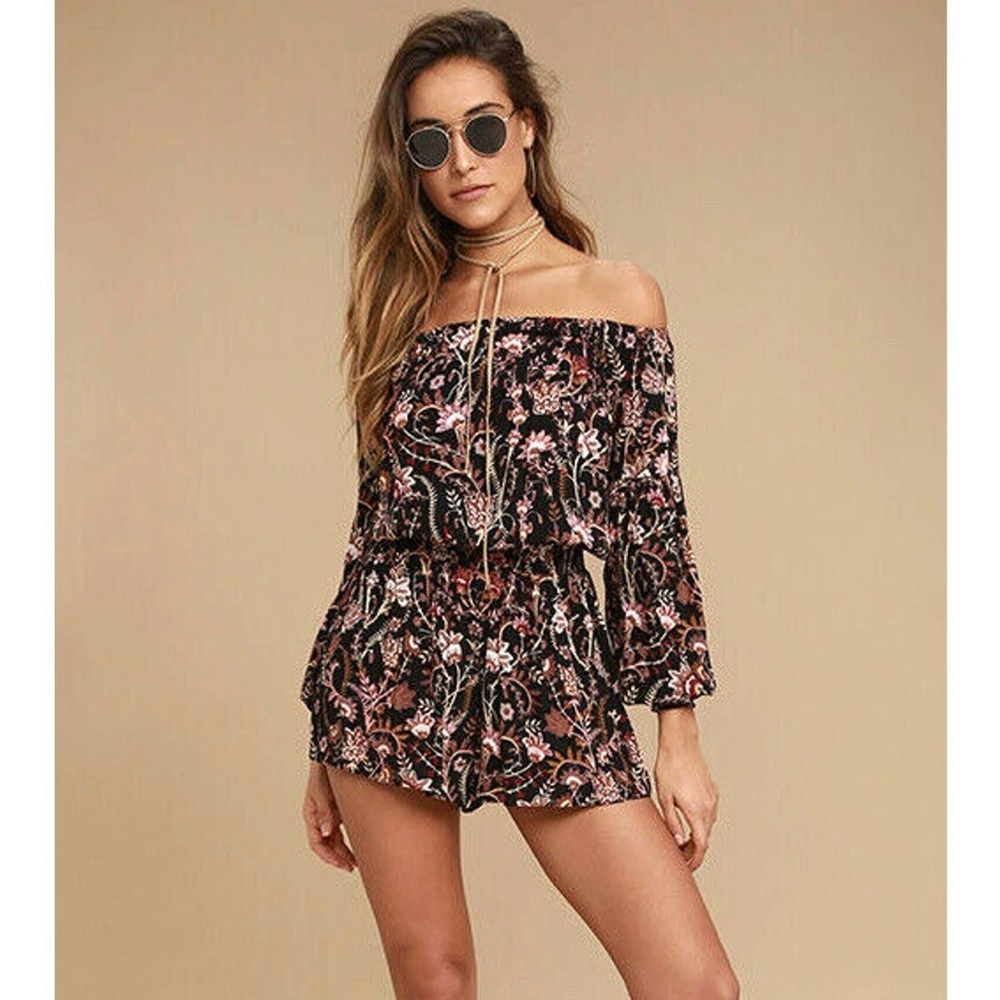 Free People Pretty And Free Romper Black Combo